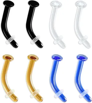8pcs 14g Glass Belly Button Retainers for Work, Sports, Surgery, Hypoallergenic Women's Belly Piercing Barbells - 12mm Length Dangly Navel Piercing Studs Body Jewelry