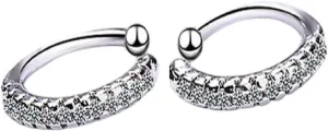 925 Silver Simple Zircon Crystal Clip On Ear Cuff Earring Women Small Mini Ear Clip Cuffs Without Piercing Hole Earrings