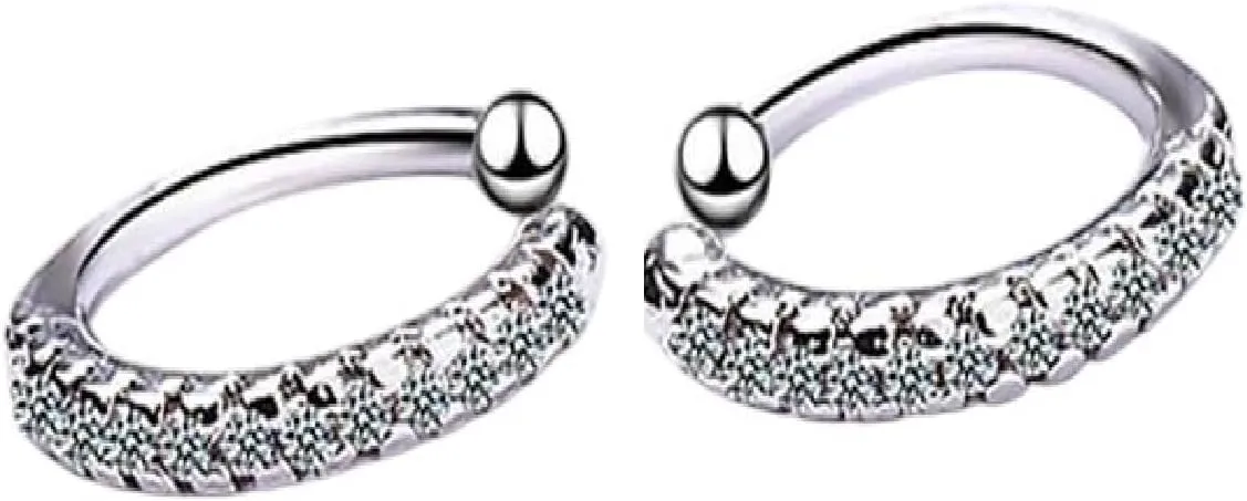 925 Silver Simple Zircon Crystal Clip On Ear Cuff Earring Women Small Mini Ear Clip Cuffs Without Piercing Hole Earrings