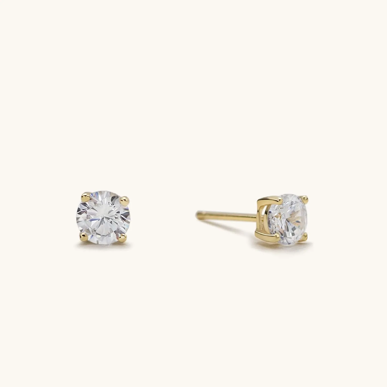 925 Sterling Silver 4 Prong Cubic Zirconia Stud Earrings for Women, Hypoallergenic, Sizes 2mm-6mm