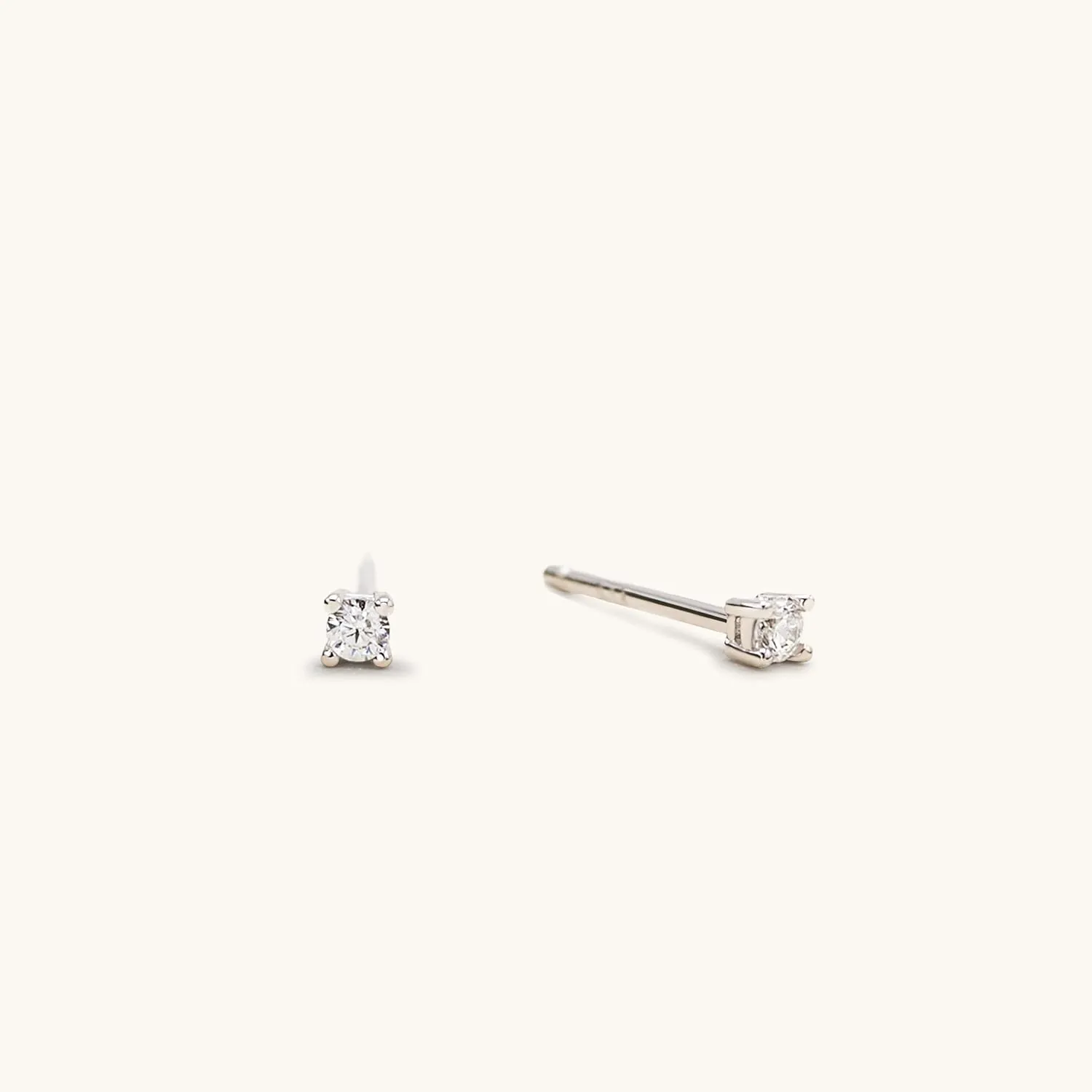 925 Sterling Silver 4 Prong Cubic Zirconia Stud Earrings for Women, Hypoallergenic, Sizes 2mm-6mm