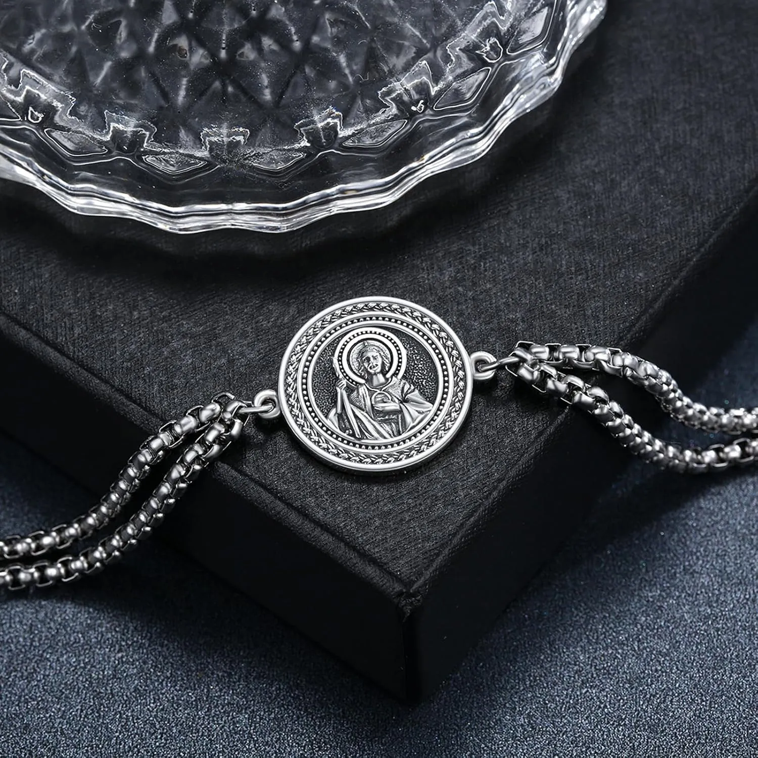 925 Sterling Silver Bracelet for Men Women Confirmation Bracelets Catholic Religious Jewelry Gifts