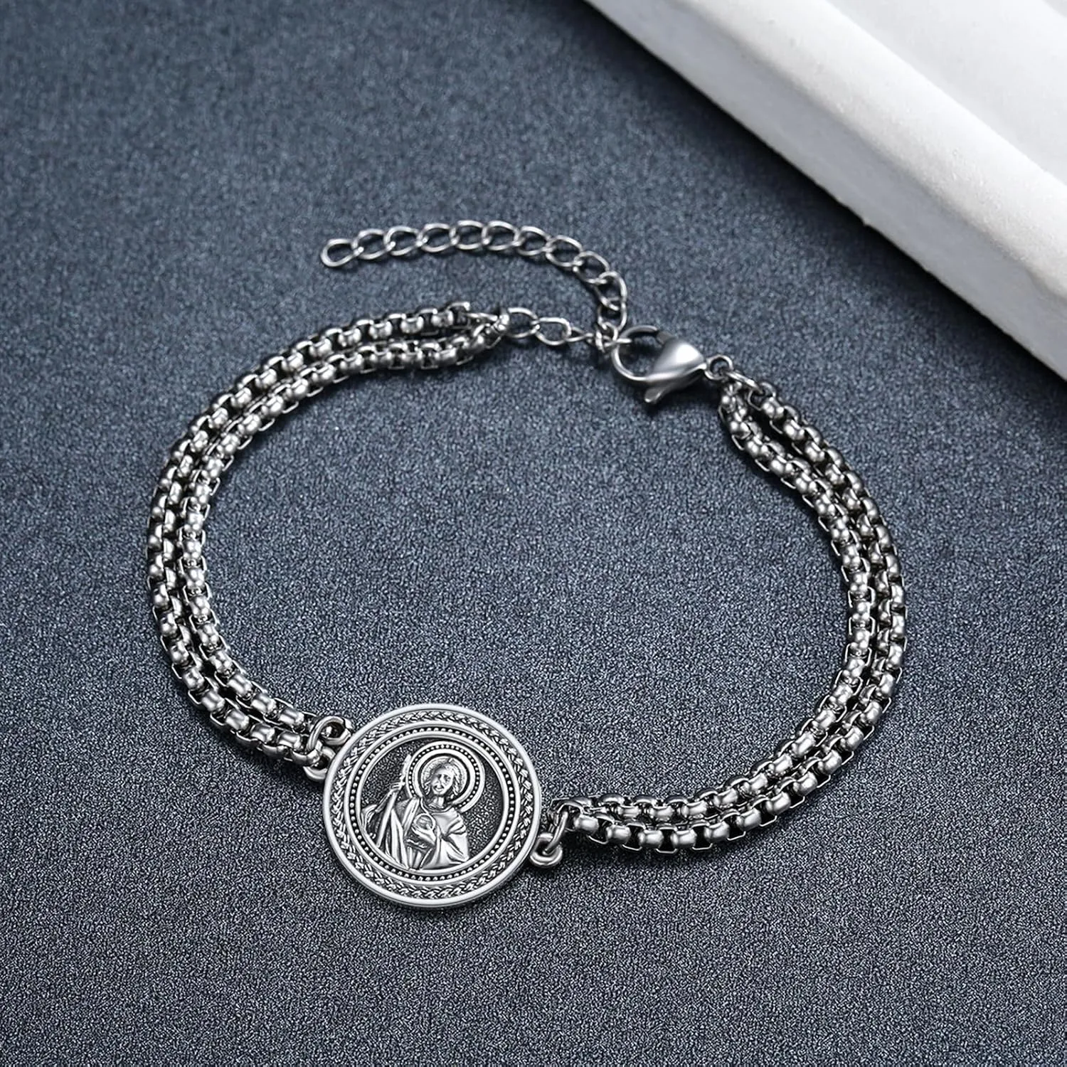 925 Sterling Silver Bracelet for Men Women Confirmation Bracelets Catholic Religious Jewelry Gifts