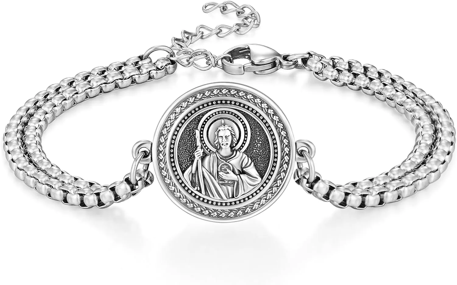 925 Sterling Silver Bracelet for Men Women Confirmation Bracelets Catholic Religious Jewelry Gifts