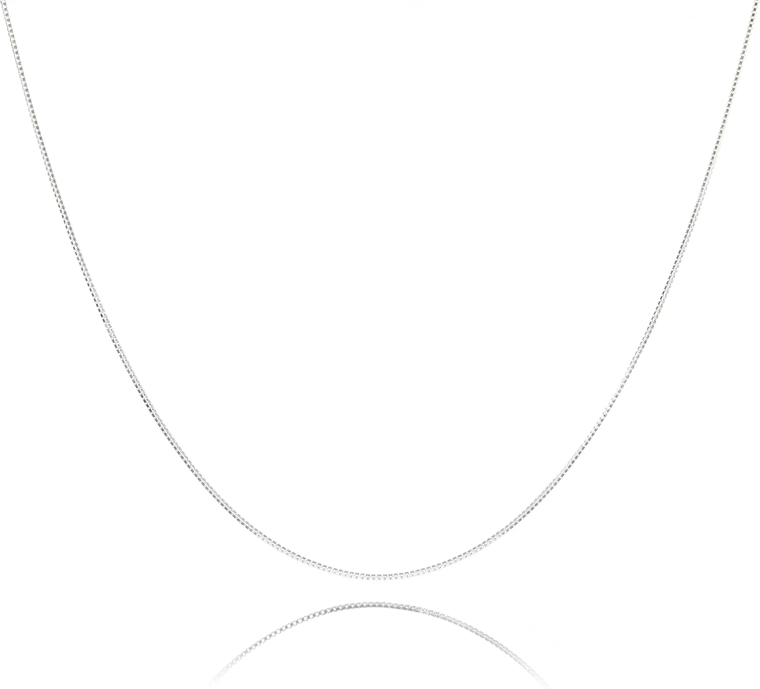 925 Sterling Silver Chain 0.8MM Delicate Box Chain - Italian Necklace Chain - Tiny&Thin&Strong -Friendly Price & Quality 14"-30"