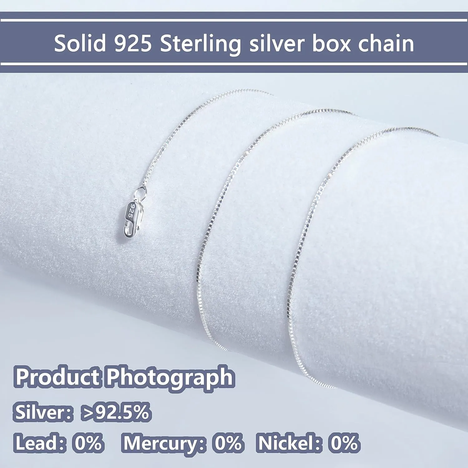925 Sterling Silver Chain 0.8MM Delicate Box Chain - Italian Necklace Chain - Tiny&Thin&Strong -Friendly Price & Quality 14"-30"