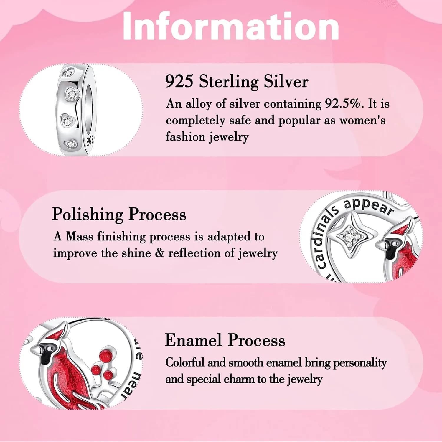 925 Sterling Silver Charms for Bracelets and Necklaces for Birthday Valentine's Day Fashion Jewelry for Women Friend and Mother