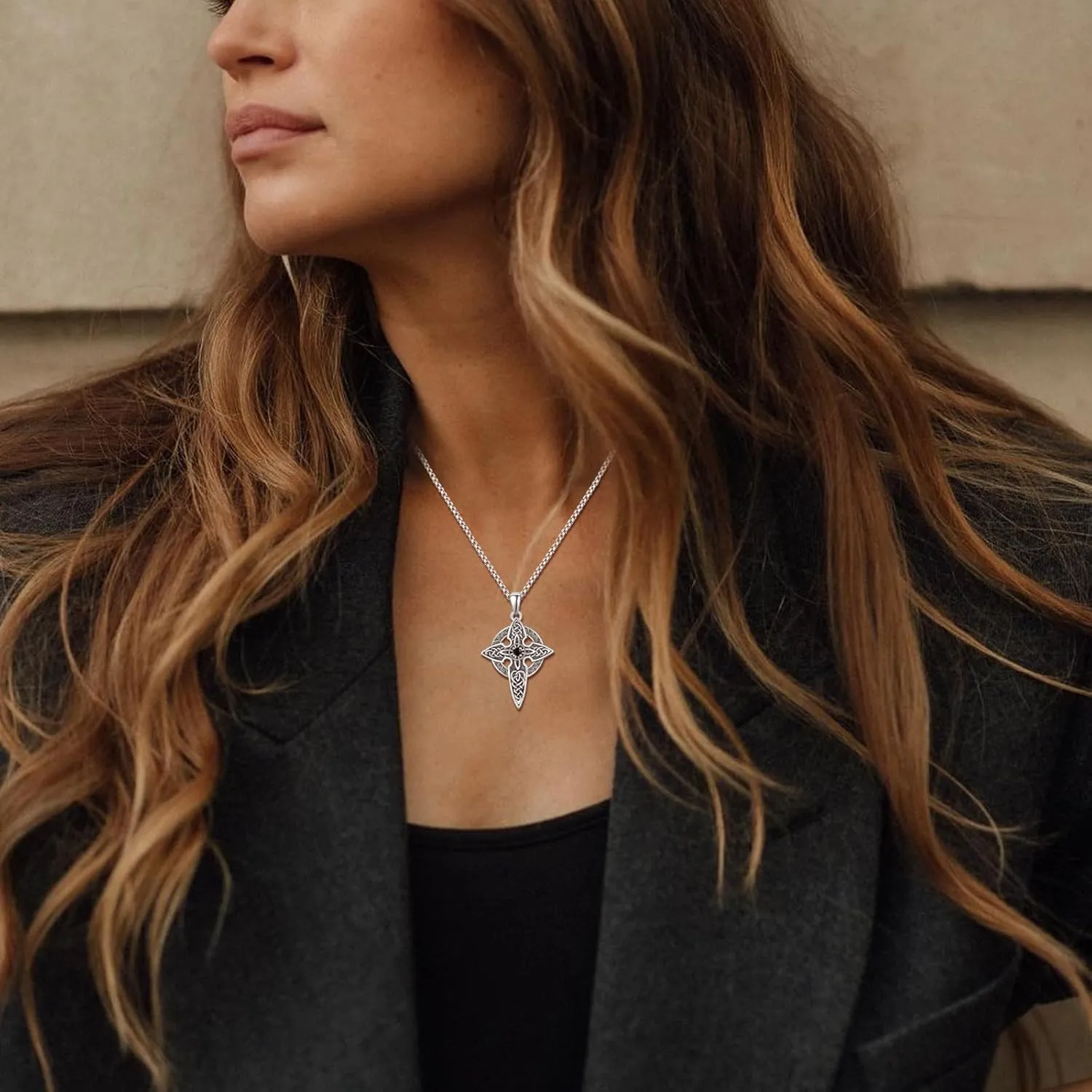 925 Sterling Silver Cross Crucifix Jesus Christ INRI Pendant Necklace for Men Women Medal Christian Religious Necklaces for Mens