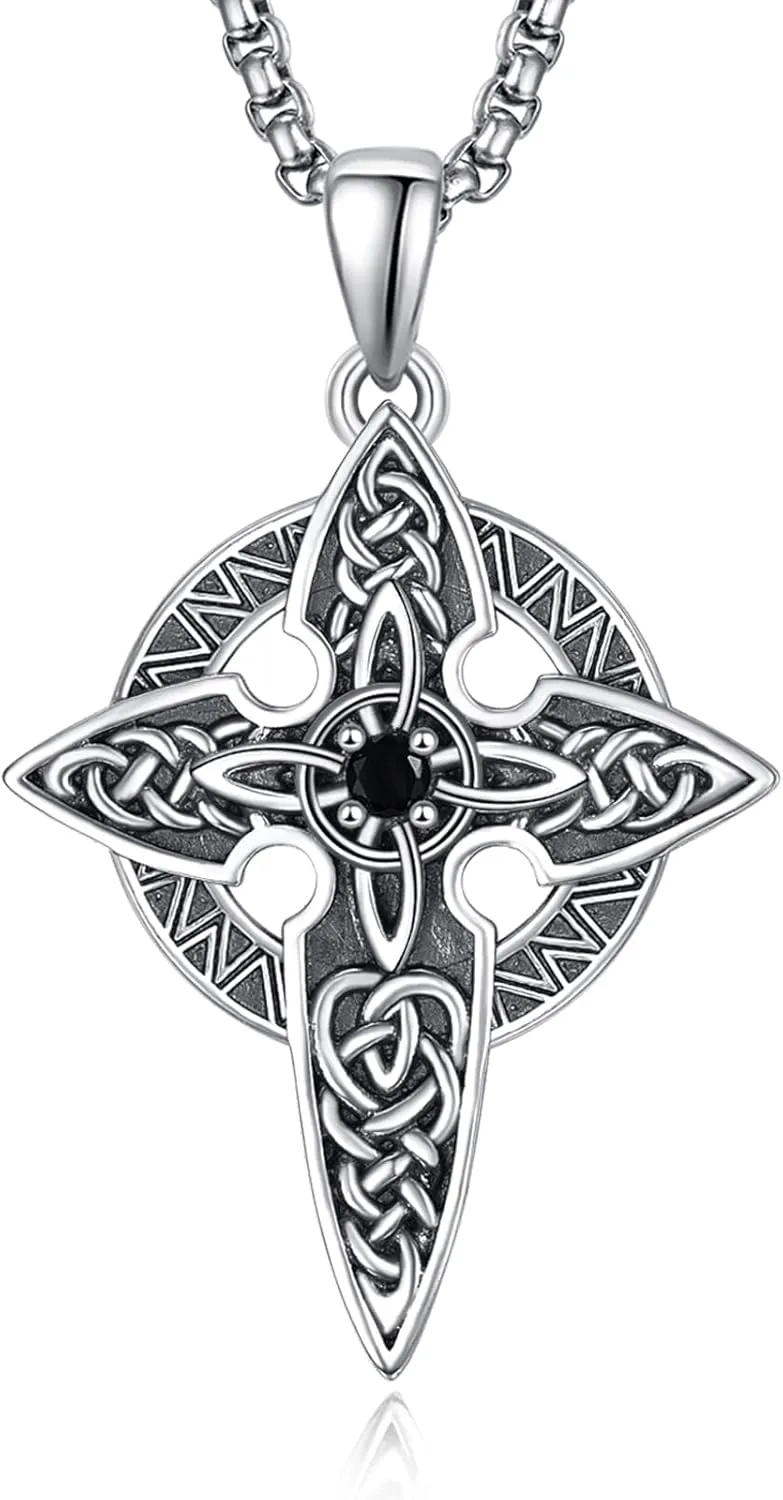 925 Sterling Silver Cross Crucifix Jesus Christ INRI Pendant Necklace for Men Women Medal Christian Religious Necklaces for Mens