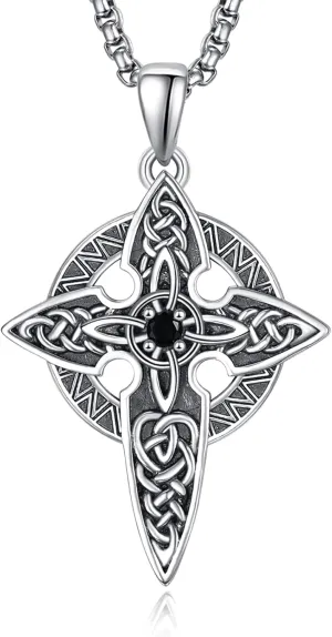 925 Sterling Silver Cross Crucifix Jesus Christ INRI Pendant Necklace for Men Women Medal Christian Religious Necklaces for Mens