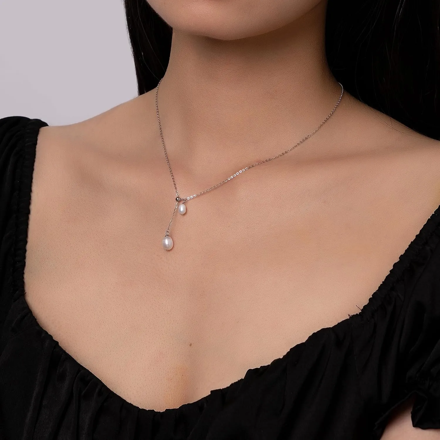 925 Sterling Silver Dainty Freshwater Cultured Pearl Choker Necklace White Genuine Real Pearl Charm Necklaces Jewelry Gifts for Her