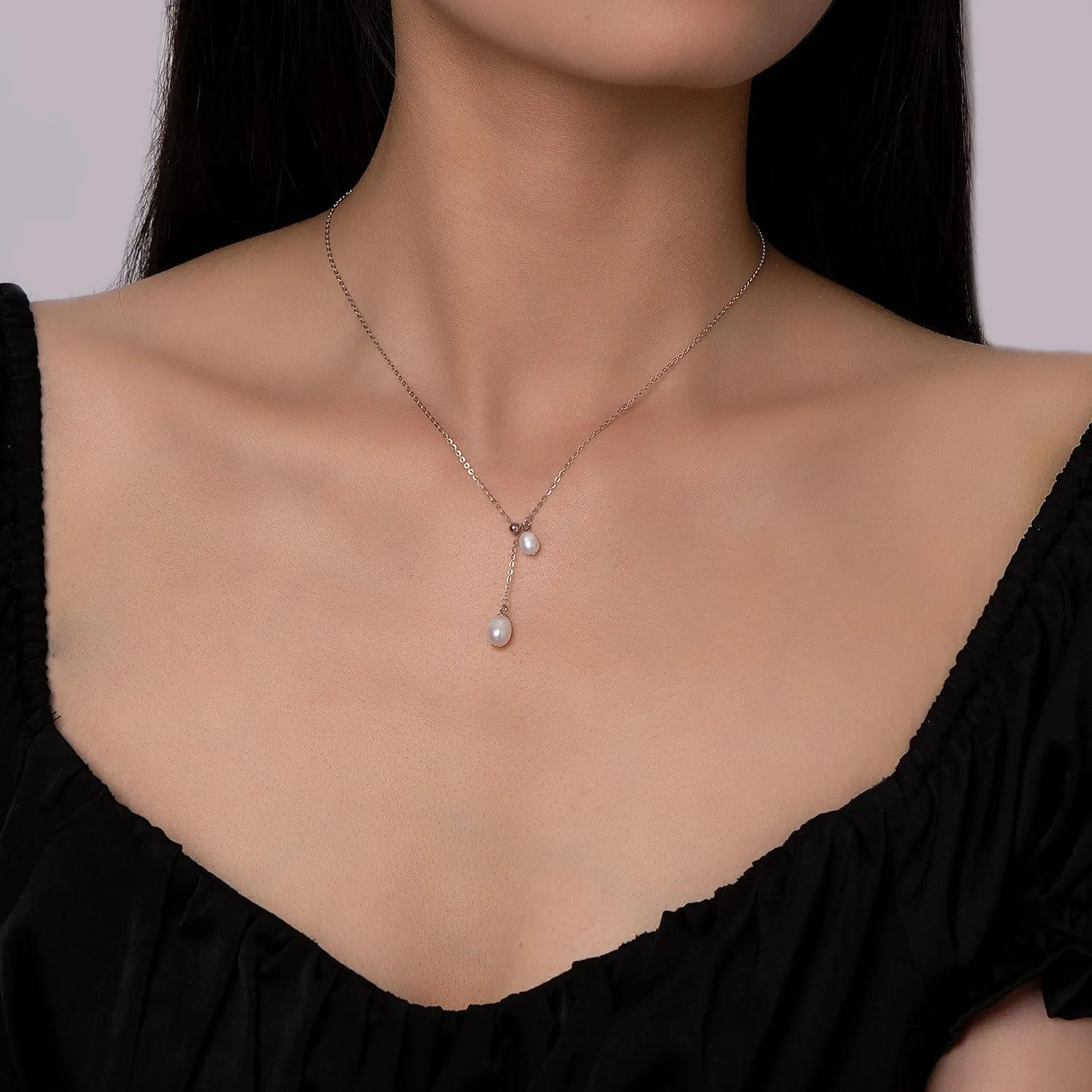 925 Sterling Silver Dainty Freshwater Cultured Pearl Choker Necklace White Genuine Real Pearl Charm Necklaces Jewelry Gifts for Her