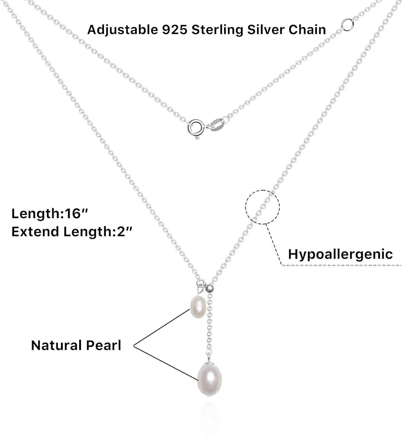 925 Sterling Silver Dainty Freshwater Cultured Pearl Choker Necklace White Genuine Real Pearl Charm Necklaces Jewelry Gifts for Her