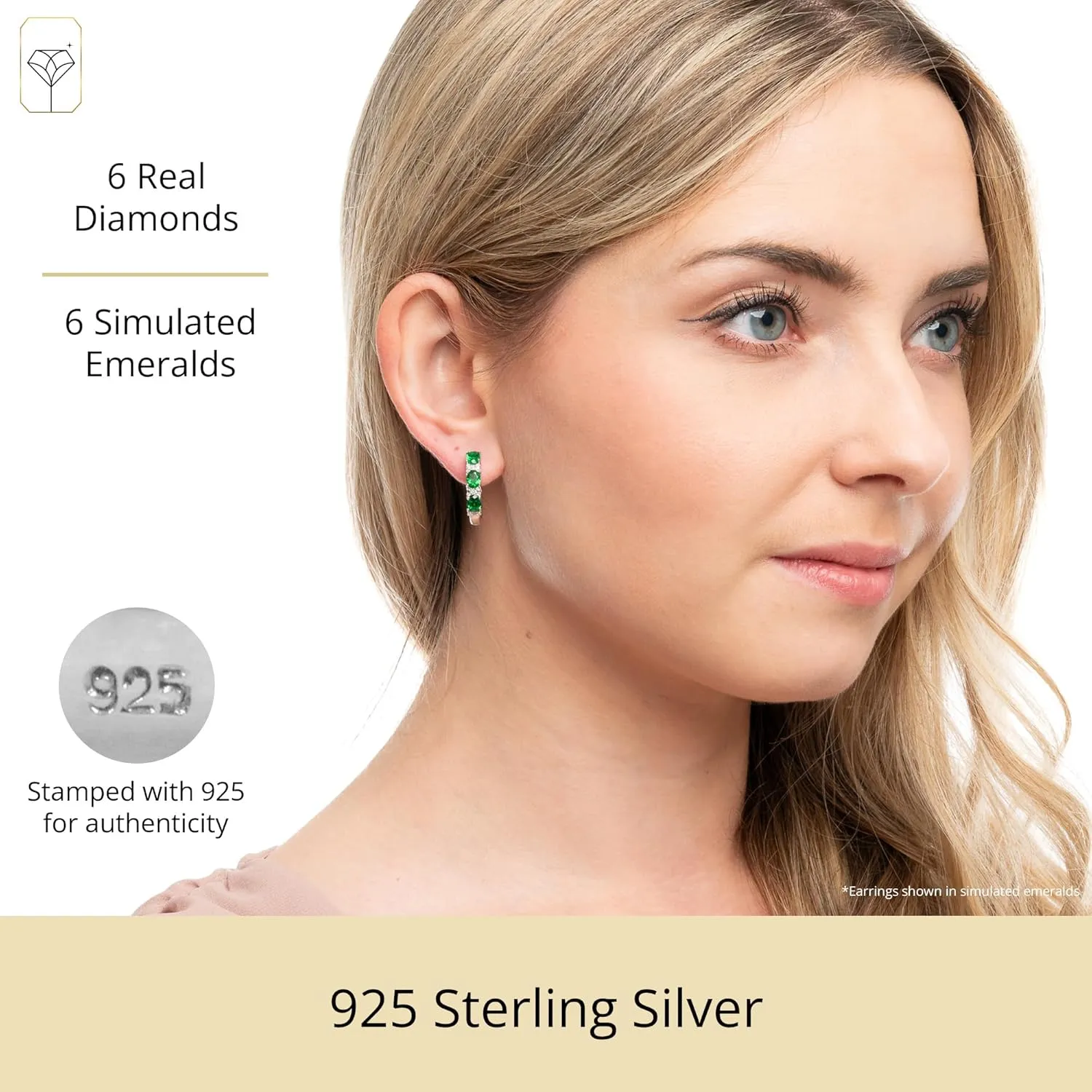 925 Sterling Silver Diamond Gemstone Hoop Earrings | Birthstone Round Hoop Earrings for Women with Real Diamonds | Hypoallergenic 20MM Sapphire Ruby or Emerald Birthstone Earrings by MAX   STONE