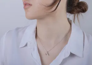.925 Sterling Silver Diamond Letter Initial Necklace with Canadian Diamonds A-Z Alphabet Series Personalized Pendant Jewelry - 18"