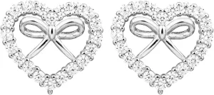 925 Sterling Silver Heart Earrings Bow Bowtie Ribbon Studs Bowknot Sweet Love Stud Earrings