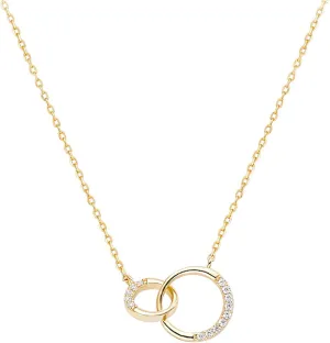 925 Sterling Silver Interlocking Zircon Pendant Necklace for Women,Dainty 14K Gold Plated Necklace to Daughter Trendy Diamond Friendship Necklaces
