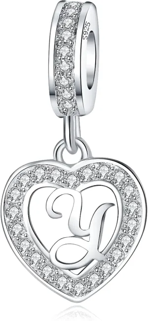 925 Sterling Silver Letter Charms A~Z Alphabet Charm Letter Beads fit Pandora European Bracelets fit Wife Mom Christmas Birthday Gift