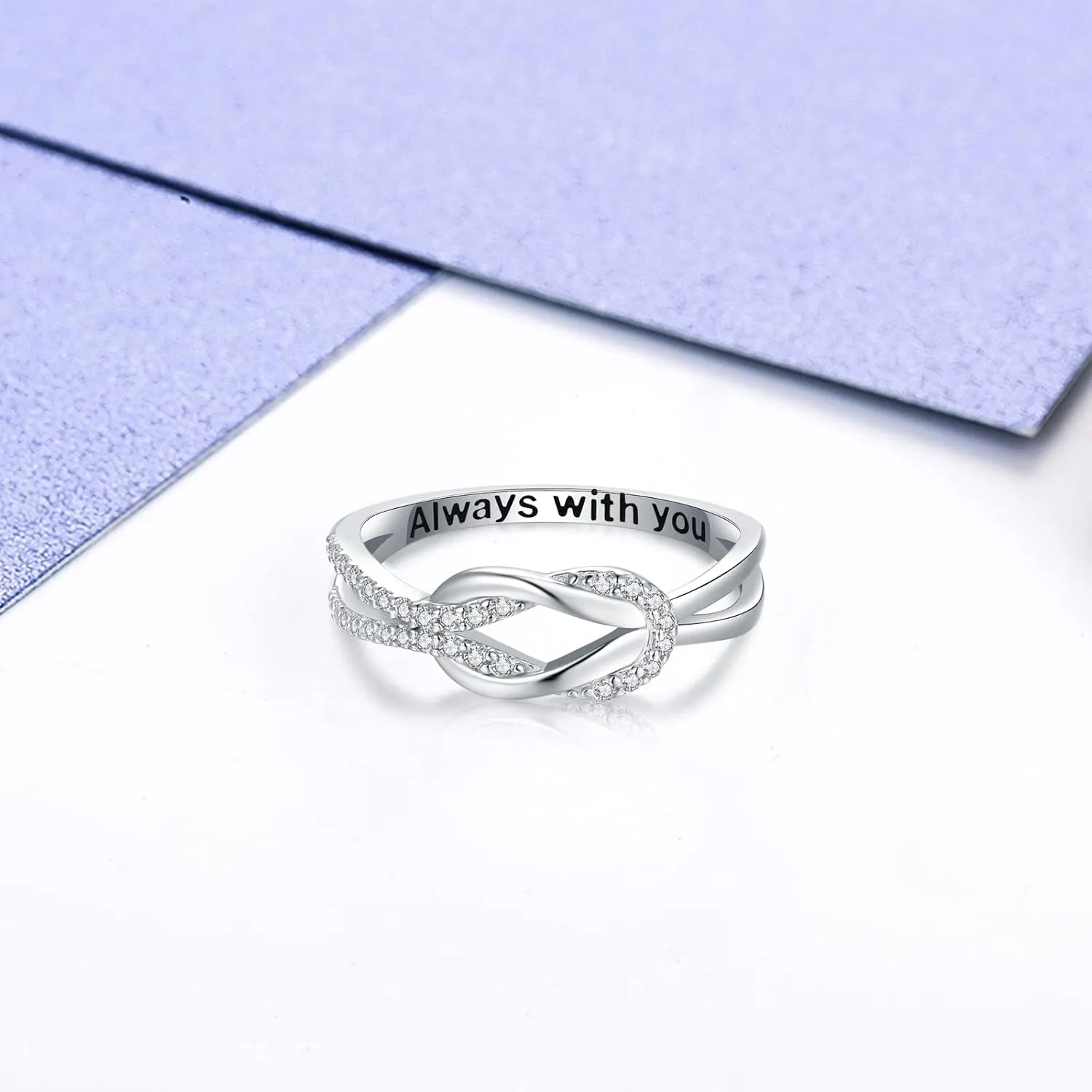 925 Sterling Silver Love Knot Ring for Mother and Daughter Square Knot Ring for Couple Friendship Kont Rings Mother's Day Birthday Valentine's Day Christmas Jewelry Gifts for Women