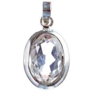 925 Sterling Silver Natural Gemstones White Topaz Pendant FJSVP2095