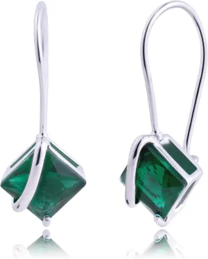 925 Sterling Silver Princess Cut Gemstone Earrings | Hypoallergenic 7mm Square Drop Dangle Earrings for Women in Various Birthstones with Secure Hooks by MAX   STONE