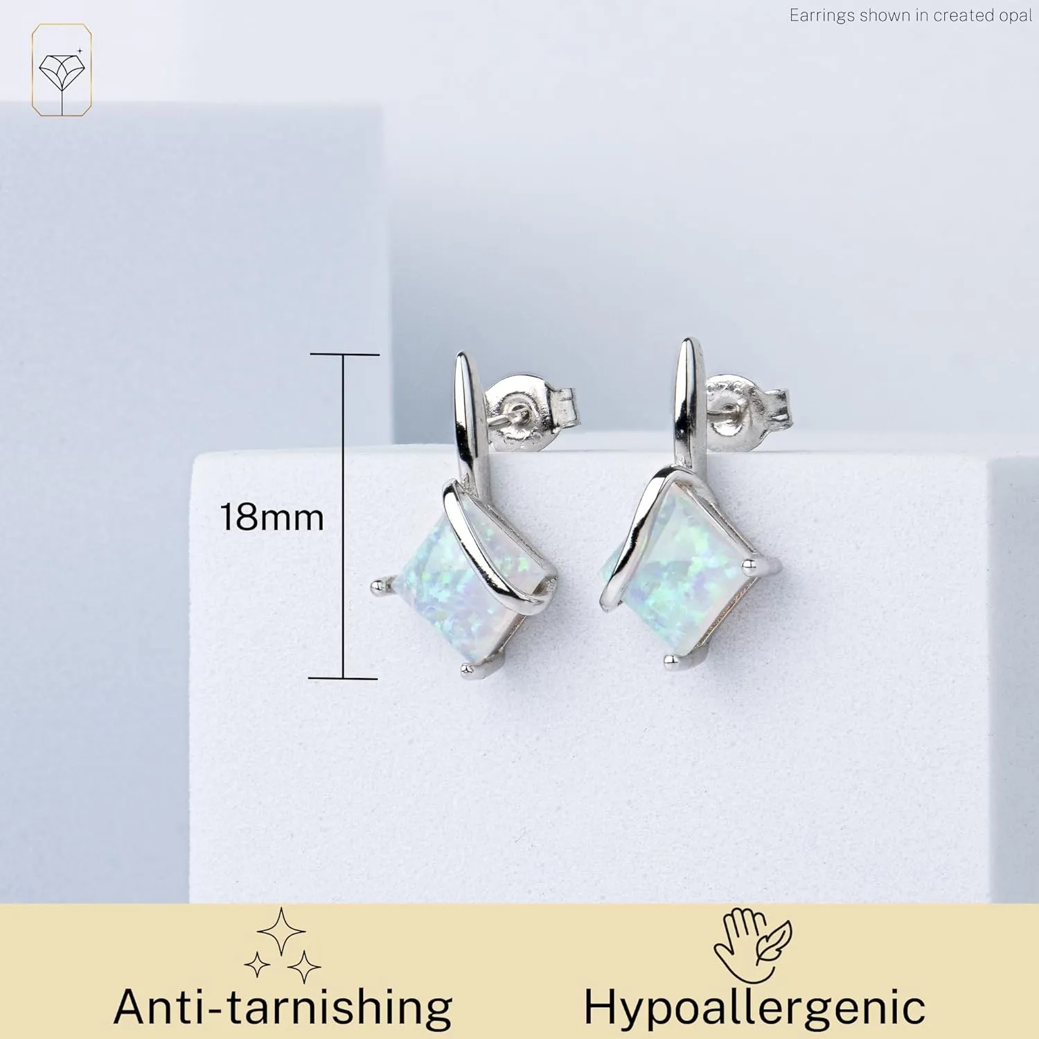 925 Sterling Silver Princess Cut Gemstone Square Drop Dangle Earrings for Women 7mm in Various Birthstones with Push Backs by MAX   STONE