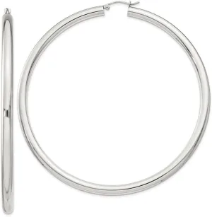 925 Sterling Silver Round Hoop Earrings (L-27-82mm)