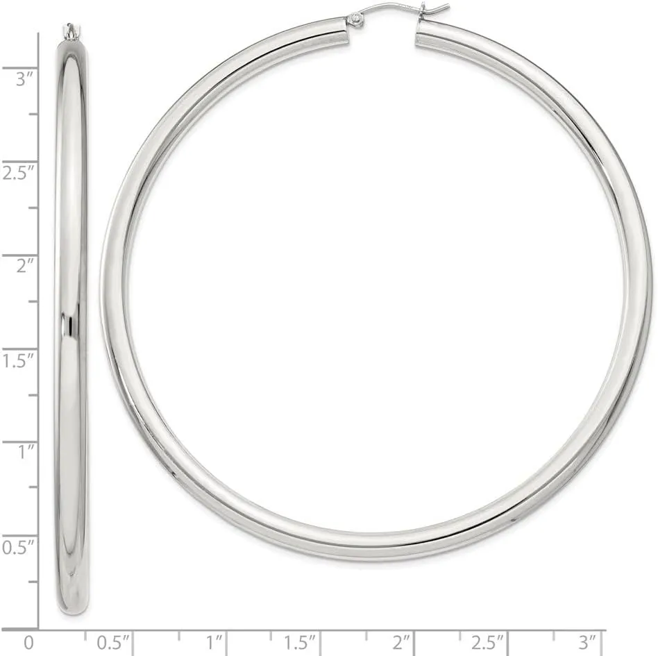 925 Sterling Silver Round Hoop Earrings (L-27-82mm)