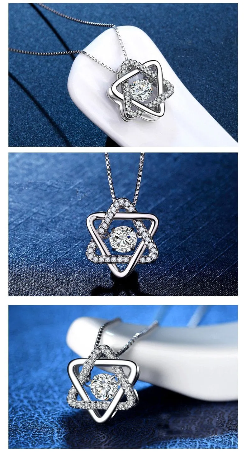 925 Sterling Silver Star of David with CZ Necklaces Pendants