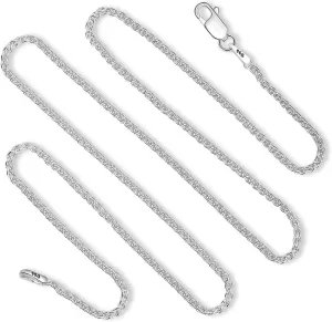 925 Sterling Silver Wheat Chain 1.5mm - Italian Spiga Sterling Silver Necklace Chain with Lobster Claw Clasp, Nickel Free 925 Silver Chain Necklace in lengths from 16-30 Inches