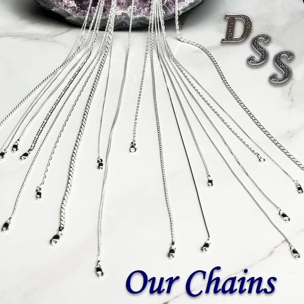 925 Sterling Silver Wheat Chain 1.5mm - Italian Spiga Sterling Silver Necklace Chain with Lobster Claw Clasp, Nickel Free 925 Silver Chain Necklace in lengths from 16-30 Inches