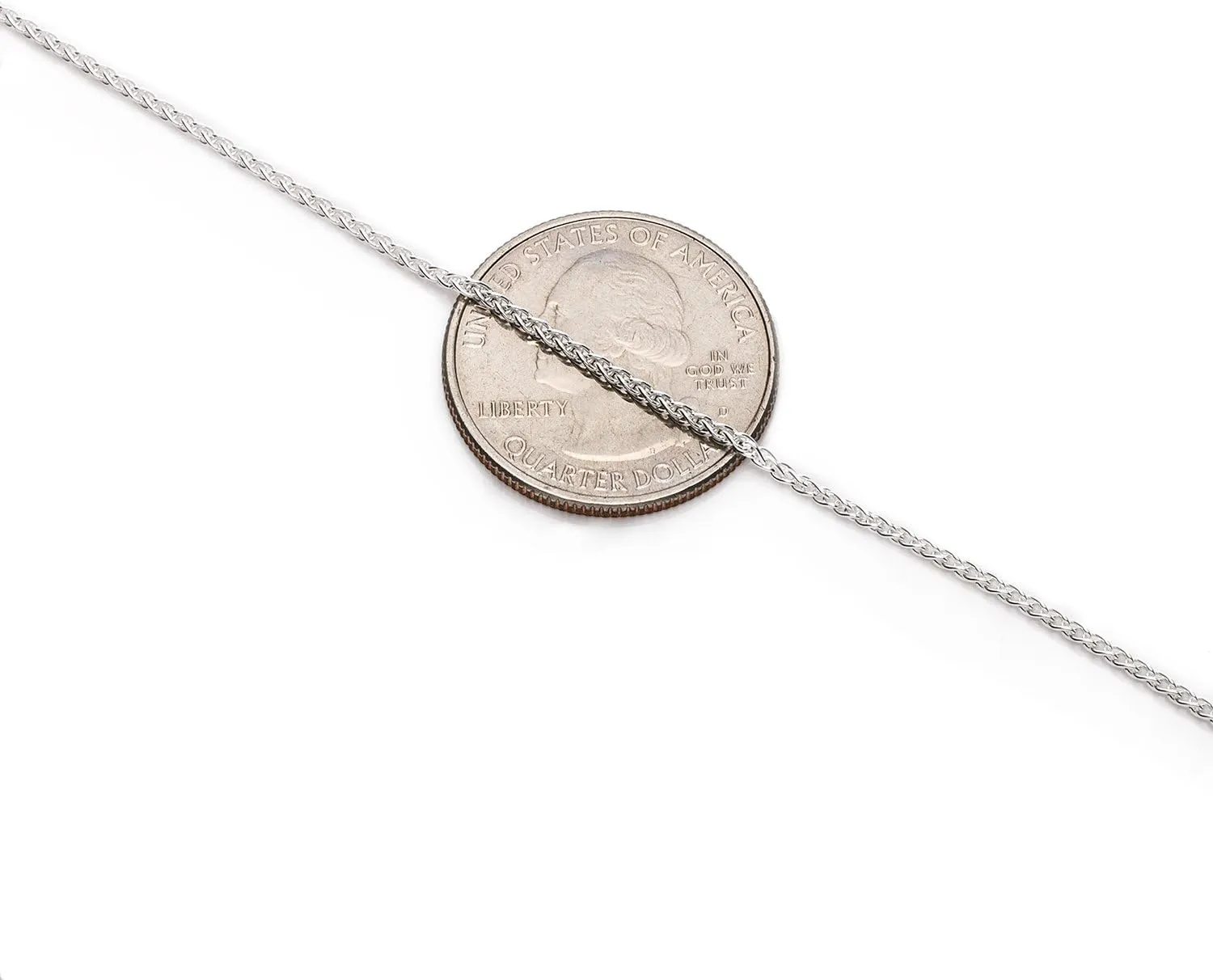 925 Sterling Silver Wheat Chain 1.5mm - Italian Spiga Sterling Silver Necklace Chain with Lobster Claw Clasp, Nickel Free 925 Silver Chain Necklace in lengths from 16-30 Inches