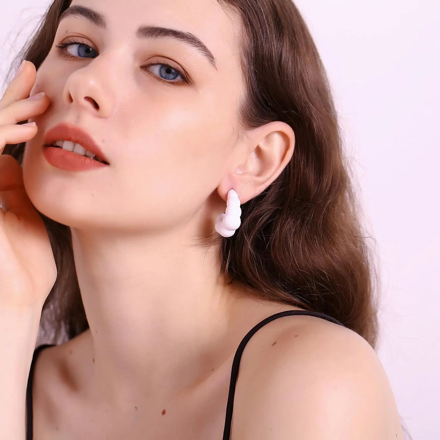 Acrylic Croissant Hoop Earrings, Lightweight Candy Color Hypoallergenic Chunky Earrings for Women
