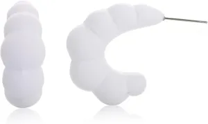 Acrylic Croissant Hoop Earrings, Lightweight Candy Color Hypoallergenic Chunky Earrings for Women