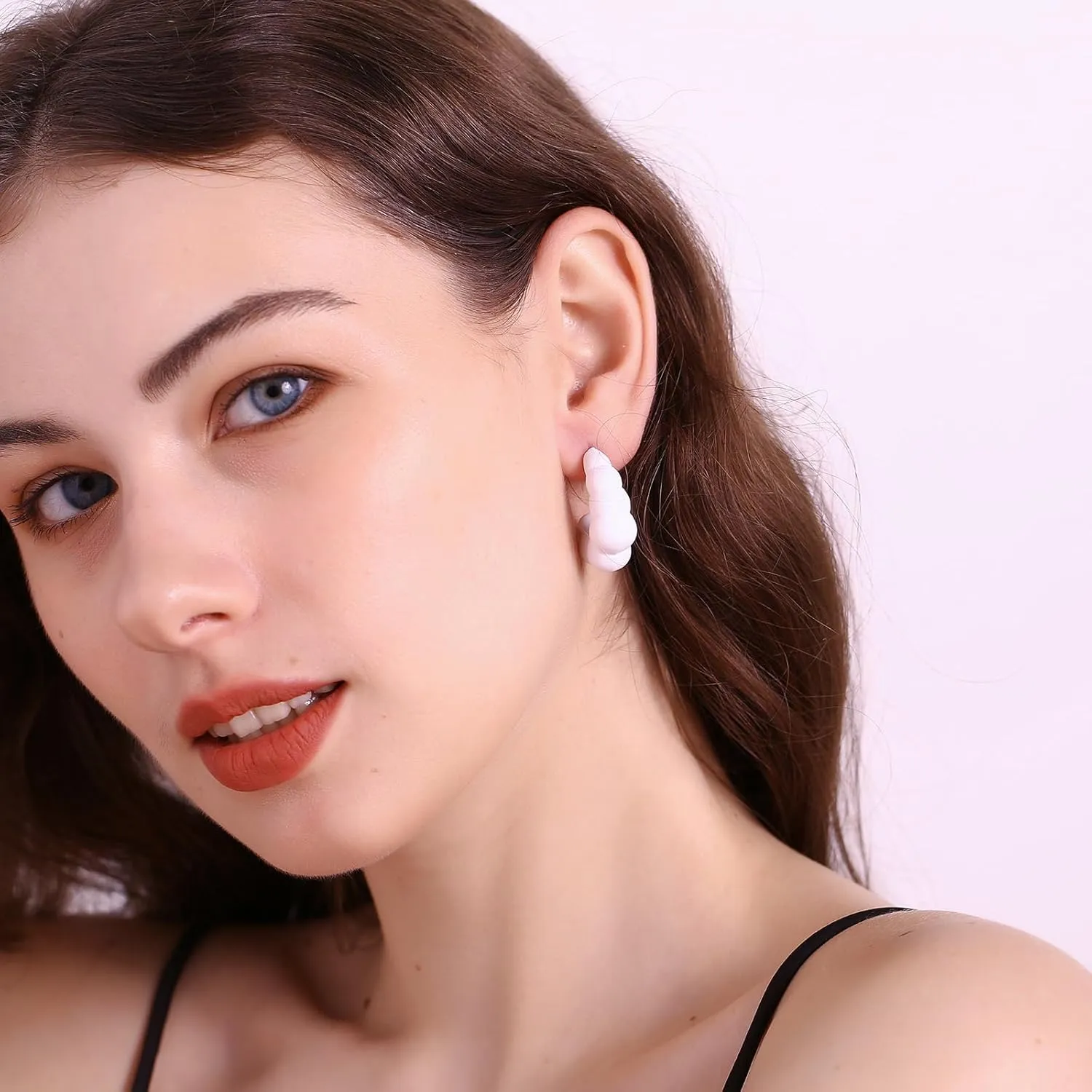 Acrylic Croissant Hoop Earrings, Lightweight Candy Color Hypoallergenic Chunky Earrings for Women