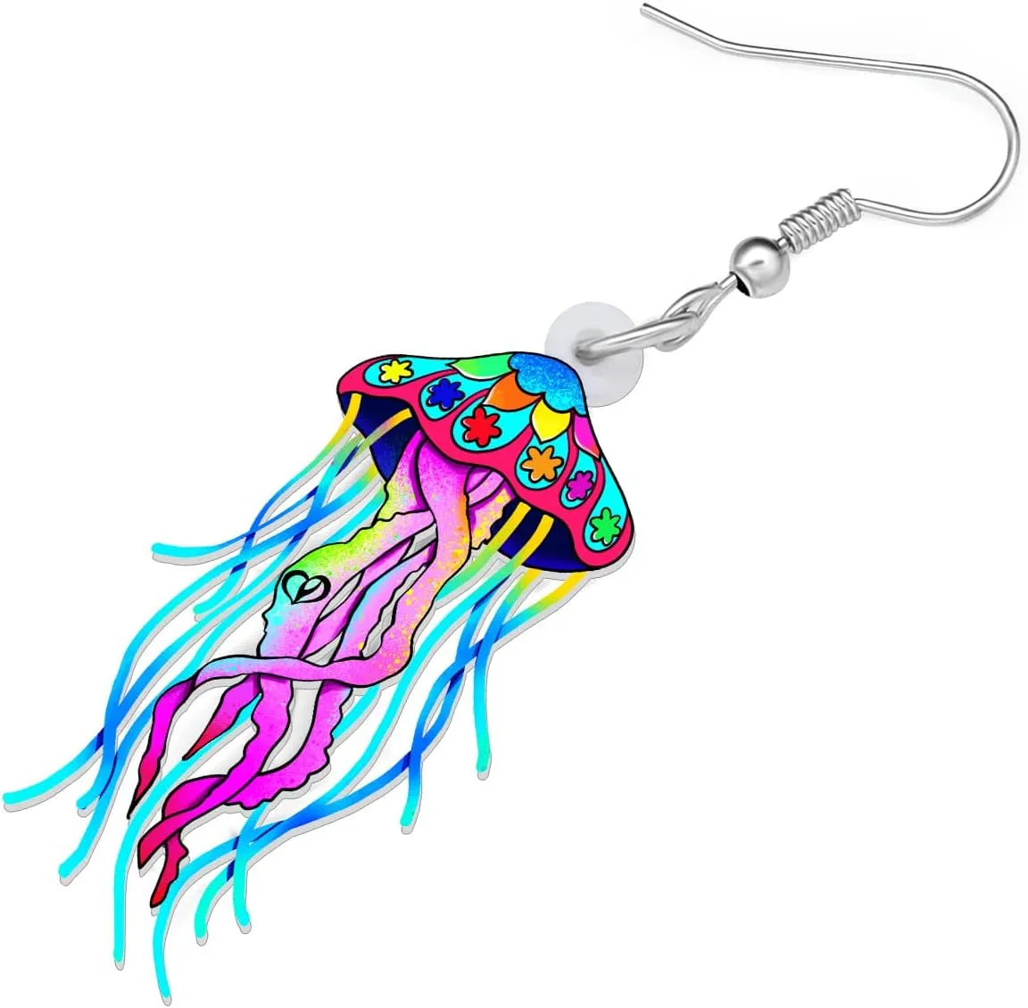 Acrylic Cute Colorful Jellyfish Earrings Hawaii Fish Octopus Shine Ocean Animals Dangle Novelty Jewelry For Women Beach Party Charms Gifts
