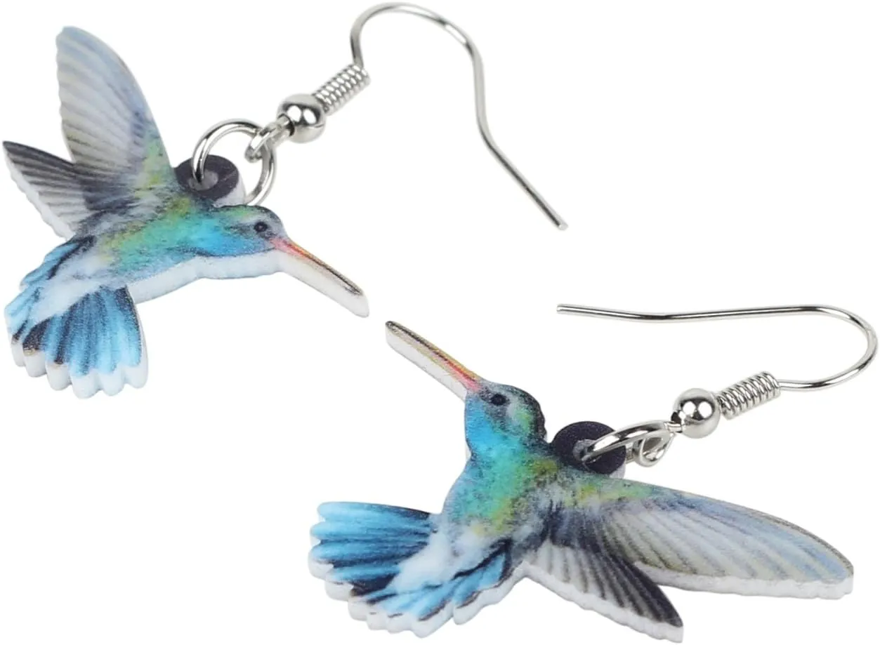 Acrylic Cute Hummingbird Dangle Earrings Bird Jewelry Animal Charms Summer Hummingbird Gifts for Women