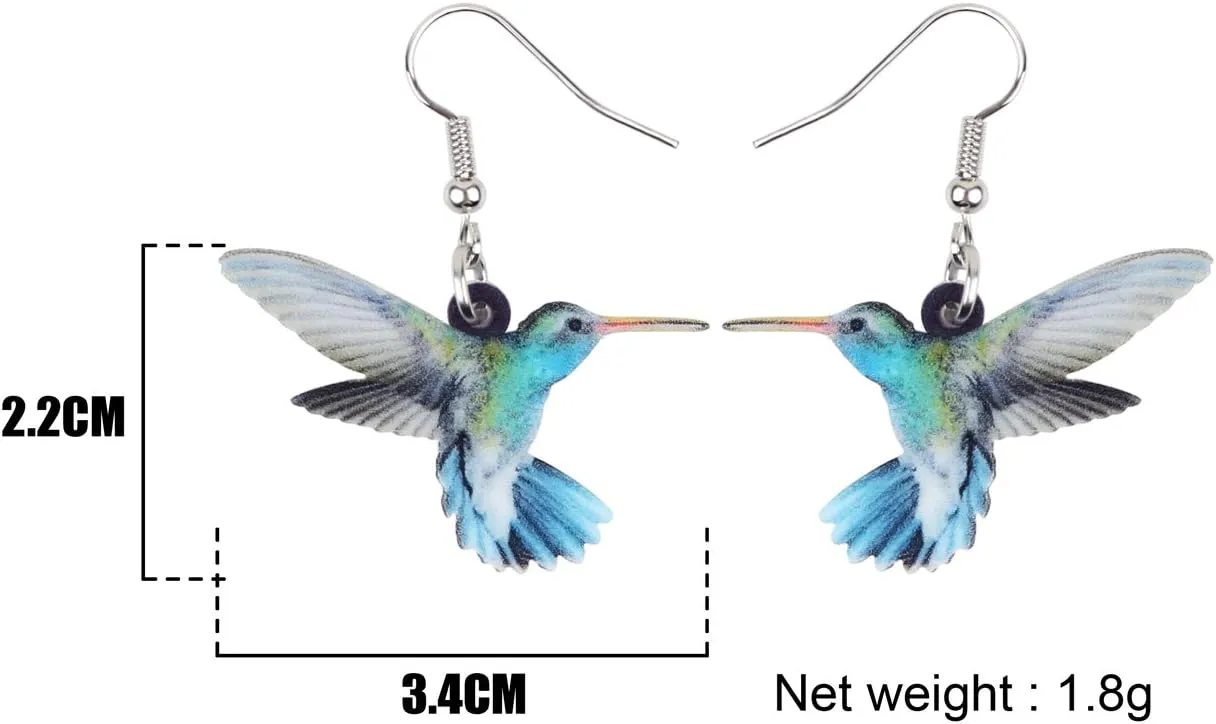 Acrylic Cute Hummingbird Dangle Earrings Bird Jewelry Animal Charms Summer Hummingbird Gifts for Women