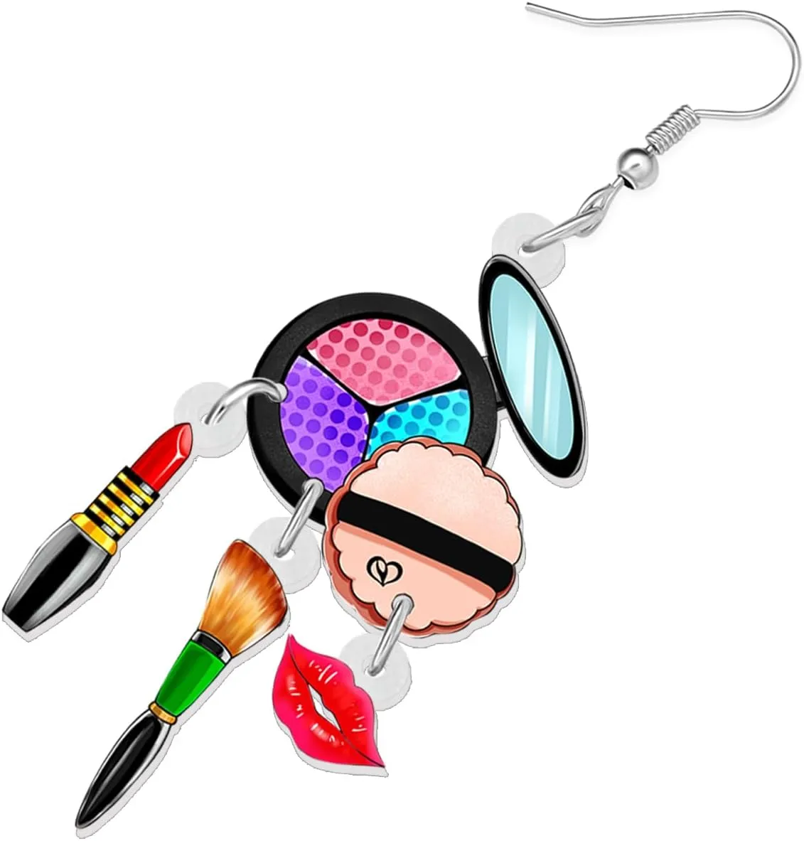 Acrylic Novelty Eye Shadow Plate Makeup Brush Lipstick Earrings Cartoon Cosmetic Tools Dangle Jewelry For Women Makeup Lovers Fashion Gifts