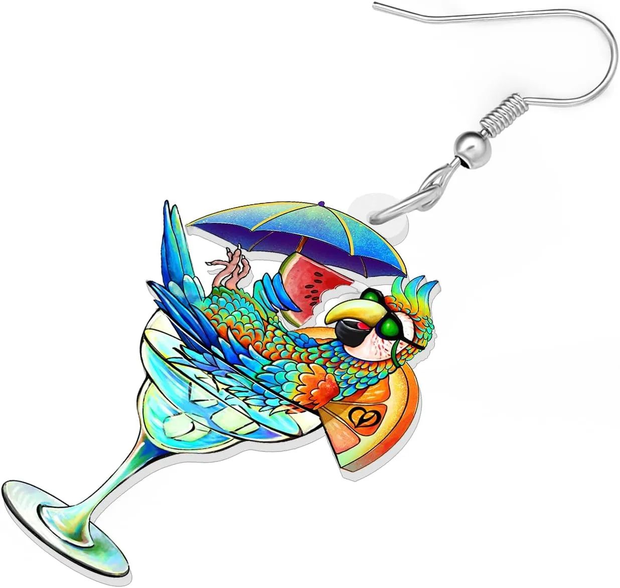 Acrylic Wine Cup Pink Blue Parrot Earrings Dangle Hawailian Beach Birds Fashion Jewelry For Women Charms Holiday Gifts