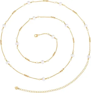 Adjustable 18k Gold Waist Chain, Beach Bikini Body Chain, Handmade Belly Chain