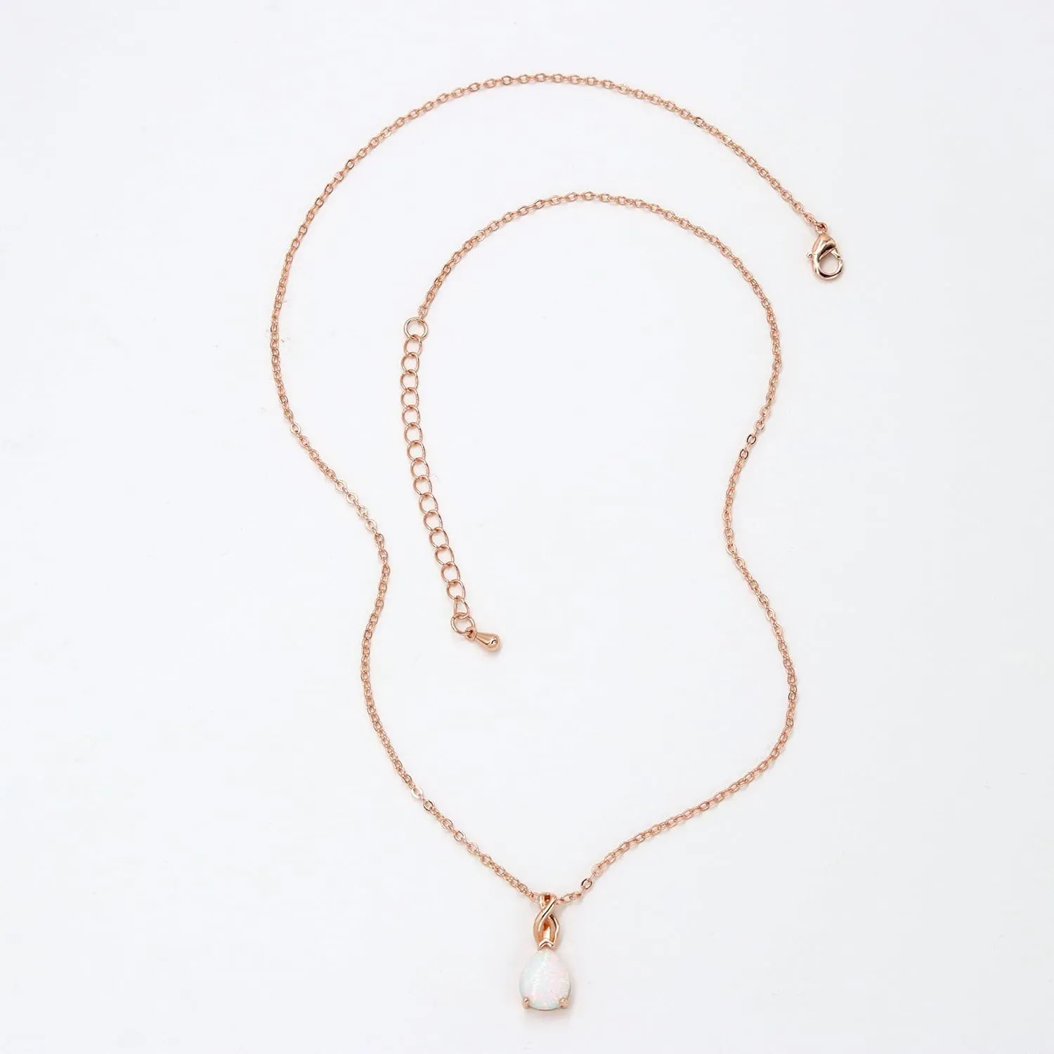 AILUOR White Opal Necklaces for Women, Rose Gold Plated Dainty 11mm Round Gemstone Pendant October Birthstone Pendant Necklace for Women Bridal Wedding Jewelry Birthday Gift for Wife Mom Her