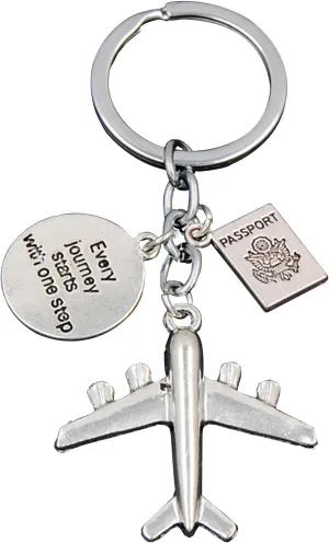 Airplane Keychains Pilot Aviator Key Chains Compass Keychain for Men Inspirational Travel Keyring Accessories