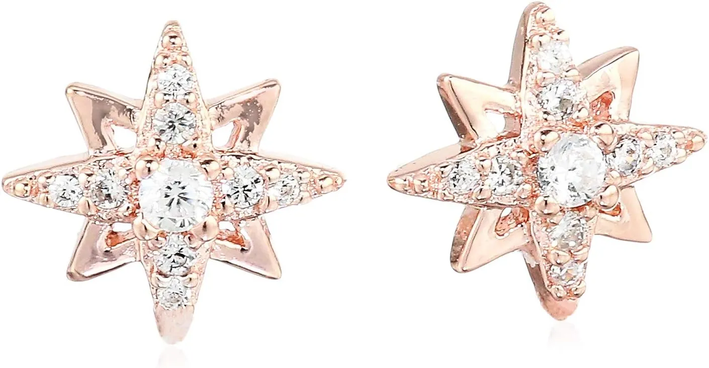 Amazon Essentials Gold and Rhodium Plated Sterling Silver Cubic Zirconia Earrings (previously Amazon Collection)