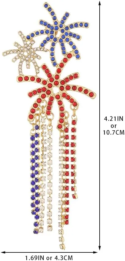 American 4th of July Dangle Earrings for Women | American Flag Earrings | Champagne Windmill Cake Earrings | Patriotic Earrings for Women | American Independence Day Jewelry