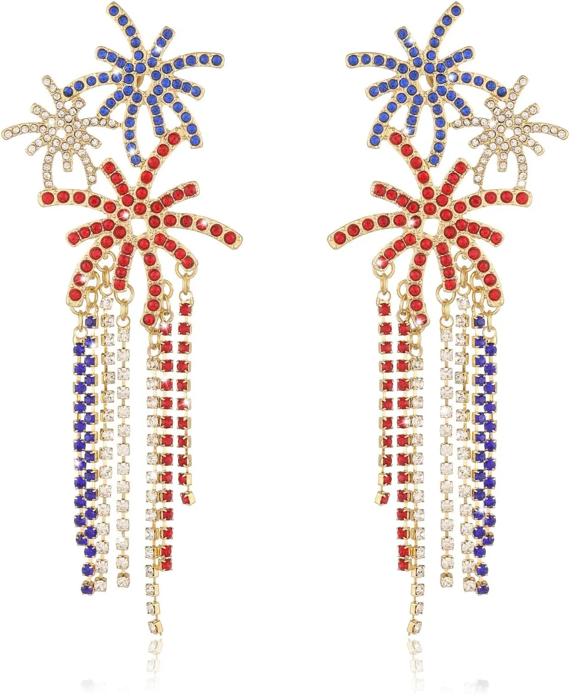American 4th of July Dangle Earrings for Women | American Flag Earrings | Champagne Windmill Cake Earrings | Patriotic Earrings for Women | American Independence Day Jewelry