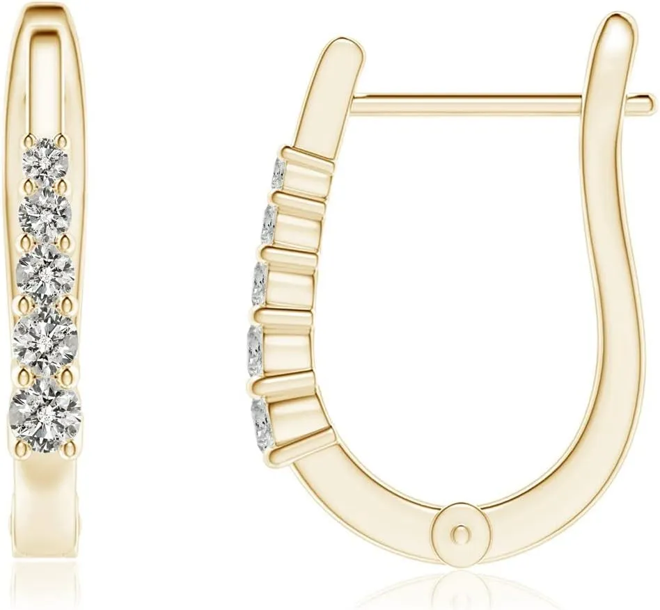 ANGARA Natural Diamond Hoops Earrings for Women in 14K Solid Gold/Platinum | Birthday, Engagement, Anniversary, Wedding Jewelry Gift for Women