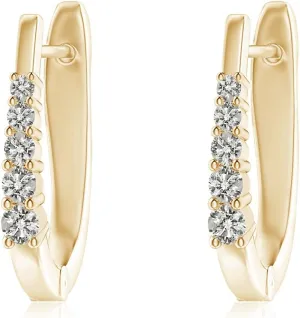 ANGARA Natural Diamond Hoops Earrings for Women in 14K Solid Gold/Platinum | Birthday, Engagement, Anniversary, Wedding Jewelry Gift for Women