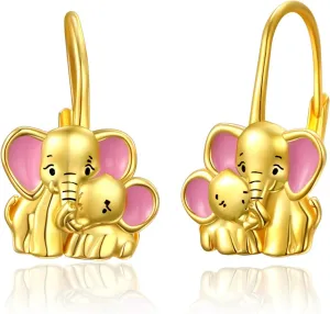 Animal Leverback Hoop Earrings 925 Sterling Silver Axolotl/Cat/Snake/Elephant/Fox Huggie Earrings Hypoallergenic Cute Animal Jewelry Gifts for Women Daughter