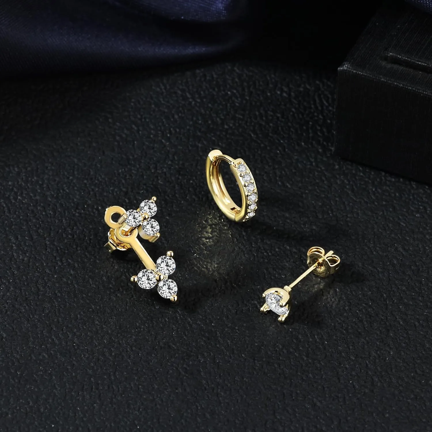 AOEDEJ 3 Pairs Gold Hoops Earrings for Women Small Huggies Earrings Stud Earrings for Women Hypoallergenic Silver